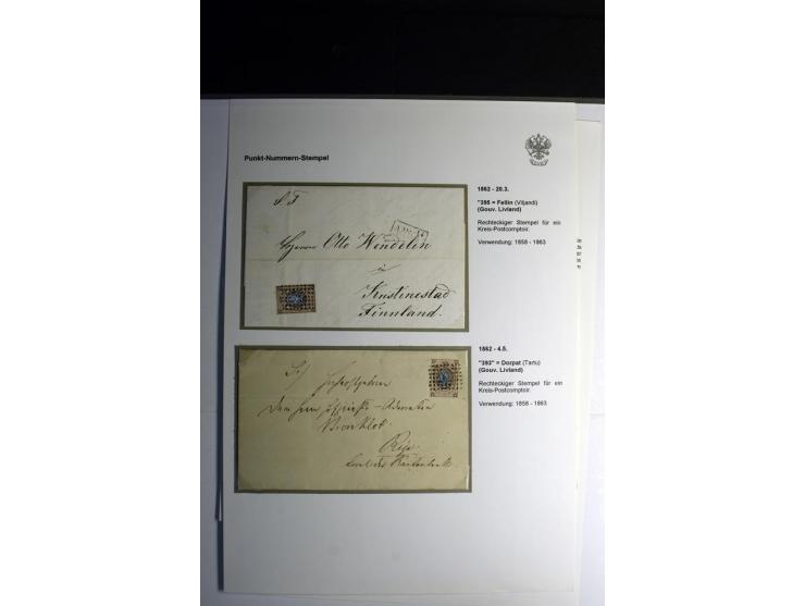 PUNKT-NUMMERNSTEMPEL: Interessante Sammlung von 11 Faltbriefen und Ganzsachen, dabei Gouvernements- und Kreispostämter, Posts