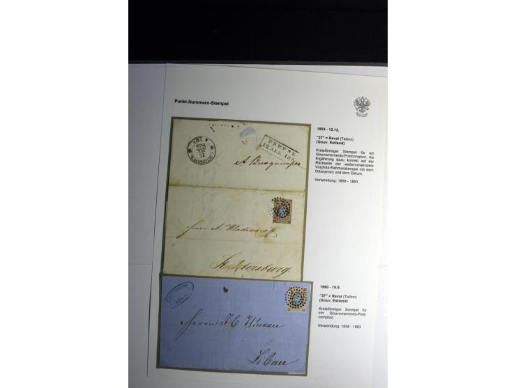 PUNKT-NUMMERNSTEMPEL: Interessante Sammlung von 11 Faltbriefen und Ganzsachen, dabei Gouvernements- und Kreispostämter, Posts