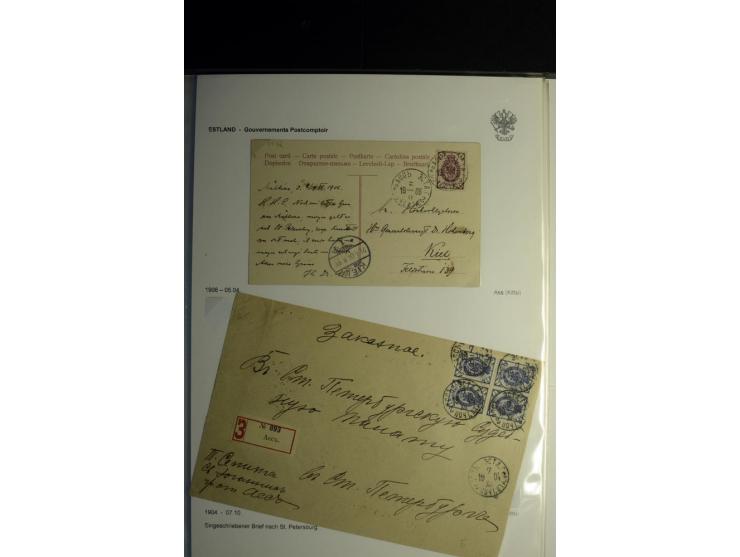 KREISSTEMPEL ESTLAND: 1860/1906, interessante Sammlung von 66 Briefen, Ganzsachen und Umschlägen, dabei R-Briefe, Wertbriefe,