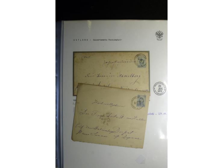 KREISSTEMPEL ESTLAND: 1860/1906, interessante Sammlung von 66 Briefen, Ganzsachen und Umschlägen, dabei R-Briefe, Wertbriefe,