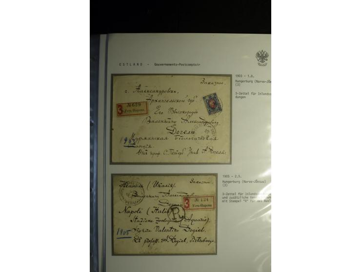 KREISSTEMPEL ESTLAND: 1860/1906, interessante Sammlung von 66 Briefen, Ganzsachen und Umschlägen, dabei R-Briefe, Wertbriefe,