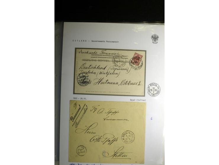 KREISSTEMPEL ESTLAND: 1860/1906, interessante Sammlung von 66 Briefen, Ganzsachen und Umschlägen, dabei R-Briefe, Wertbriefe,