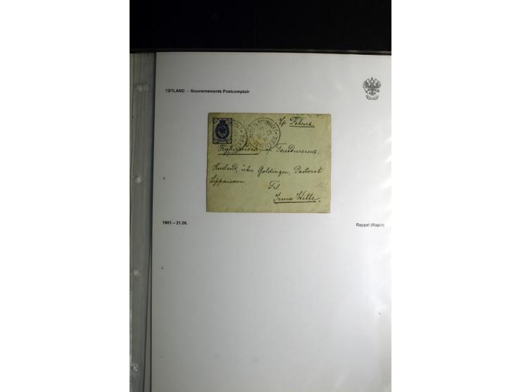 KREISSTEMPEL ESTLAND: 1860/1906, interessante Sammlung von 66 Briefen, Ganzsachen und Umschlägen, dabei R-Briefe, Wertbriefe,