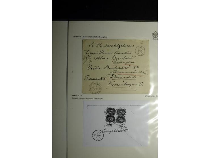 KREISSTEMPEL ESTLAND: 1860/1906, interessante Sammlung von 66 Briefen, Ganzsachen und Umschlägen, dabei R-Briefe, Wertbriefe,