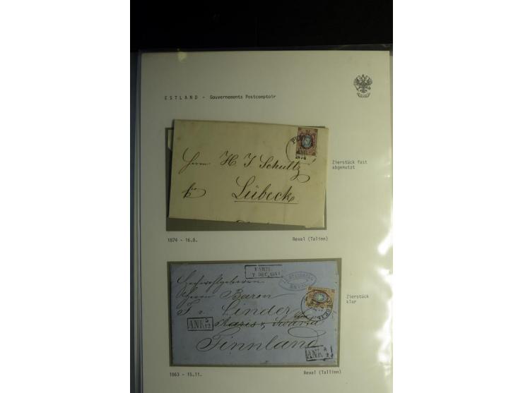 KREISSTEMPEL ESTLAND: 1860/1906, interessante Sammlung von 66 Briefen, Ganzsachen und Umschlägen, dabei R-Briefe, Wertbriefe,