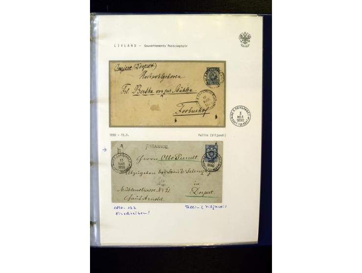 KREISSTEMPEL LIVLAND: 1869/1914, interessante Sammlung von 49 Briefen, Ganzsachen und Umschlägen inkl. R-Briefen und  einer G
