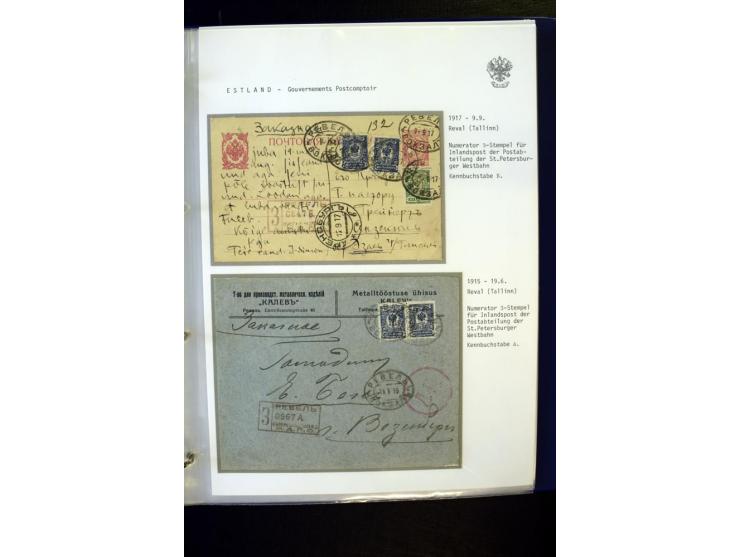 BRÜCKENSTEMPEL ESTLAND: 1904/17, über 60 Briefe und Karten (dabei einige wenige Provinz St. Petersburg), dabei viele R-Briefe