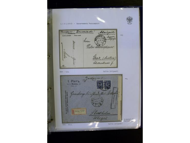 BRÜCKENSTEMPEL LIVLAND: 1904/17, über 30 Briefe und Karten, dabei viele R-Briefe, außerdem Ansichtskarten und Zensuren, zwei 
