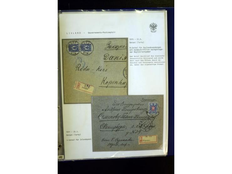 BRÜCKENSTEMPEL LIVLAND: 1904/17, über 30 Briefe und Karten, dabei viele R-Briefe, außerdem Ansichtskarten und Zensuren, zwei 