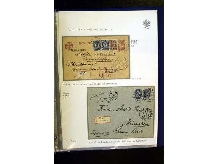 BRÜCKENSTEMPEL LIVLAND: 1904/17, über 30 Briefe und Karten, dabei viele R-Briefe, außerdem Ansichtskarten und Zensuren, zwei 