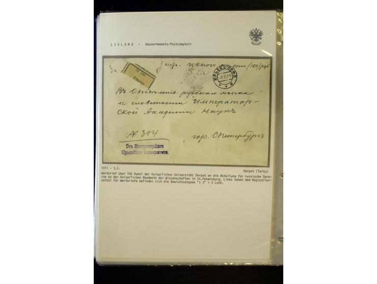 BRÜCKENSTEMPEL LIVLAND: 1904/17, über 30 Briefe und Karten, dabei viele R-Briefe, außerdem Ansichtskarten und Zensuren, zwei 
