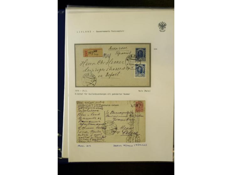 BRÜCKENSTEMPEL LIVLAND: 1904/17, über 30 Briefe und Karten, dabei viele R-Briefe, außerdem Ansichtskarten und Zensuren, zwei 