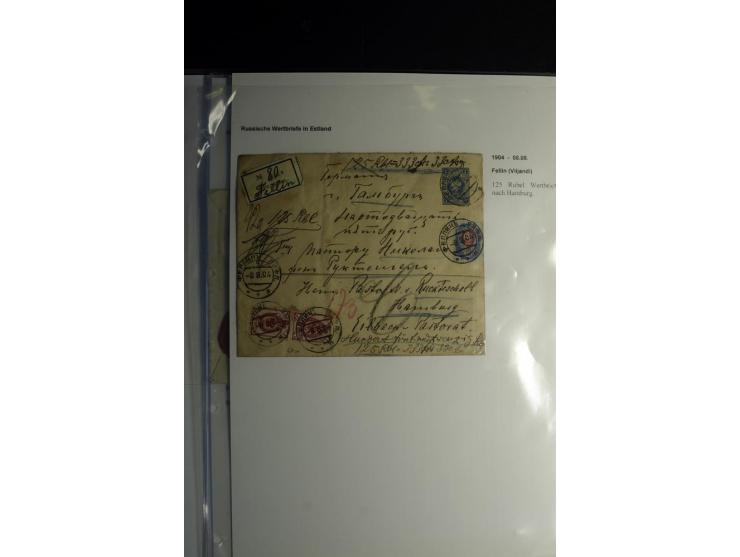 Russische Wertbriefe in Estland: 1895/1915, 7 Wertbriefe von Fellin, Hungerburg, Reval, Werro und Weltz, gute Erhaltung