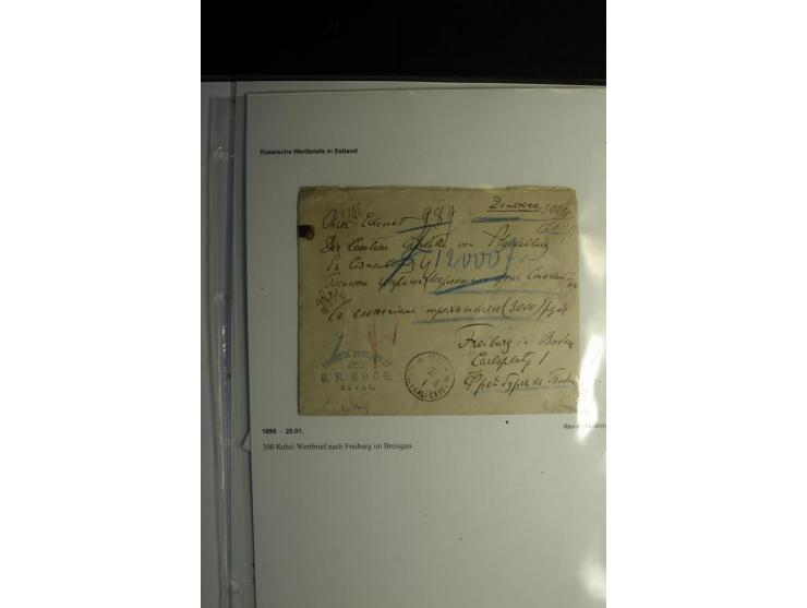 Russische Wertbriefe in Estland: 1895/1915, 7 Wertbriefe von Fellin, Hungerburg, Reval, Werro und Weltz, gute Erhaltung