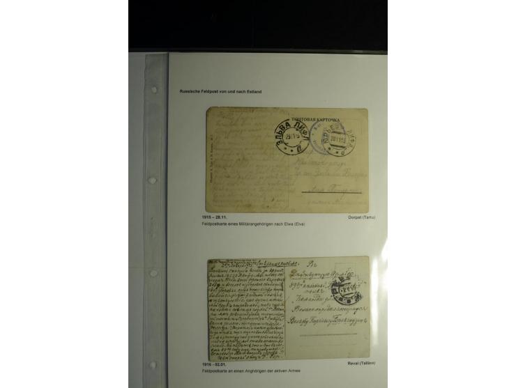 Russische Feldpost von und nach Estland: 1914/16, interessante Sammlung von 8 Briefen bzw. Karten, dabei verschiedene Neben- 