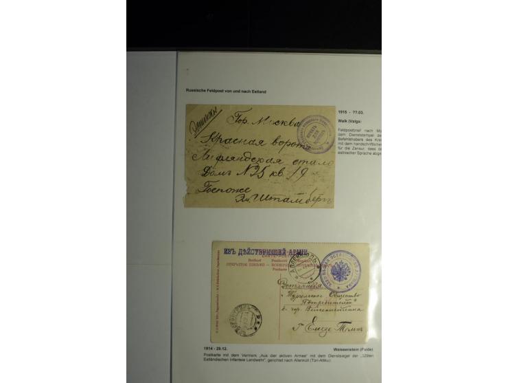 Russische Feldpost von und nach Estland: 1914/16, interessante Sammlung von 8 Briefen bzw. Karten, dabei verschiedene Neben- 
