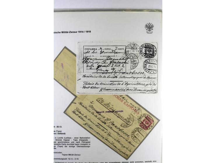 RUSSISCHE MILITÄR-ZENSUR 1914/18: Interessante Sammlung von 26 Briefen und Karten, dabei R-Briefe, viele verschiedene Zensure