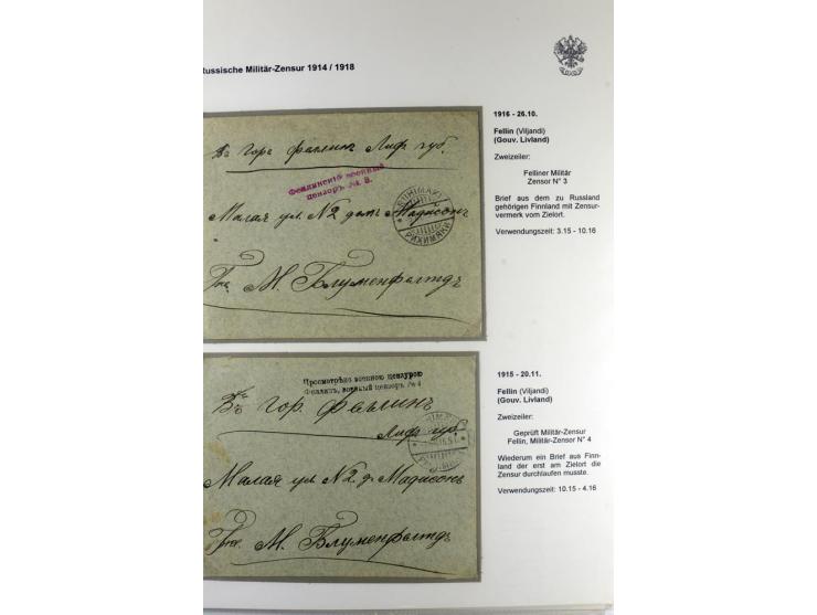 RUSSISCHE MILITÄR-ZENSUR 1914/18: Interessante Sammlung von 26 Briefen und Karten, dabei R-Briefe, viele verschiedene Zensure