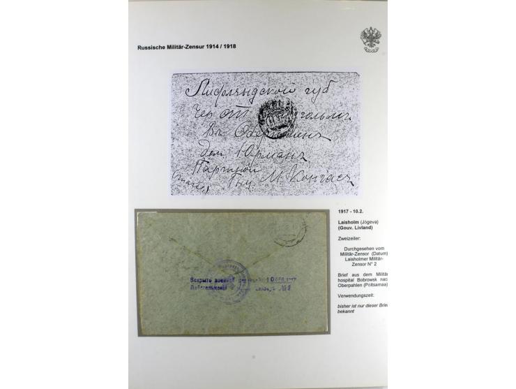 RUSSISCHE MILITÄR-ZENSUR 1914/18: Interessante Sammlung von 26 Briefen und Karten, dabei R-Briefe, viele verschiedene Zensure