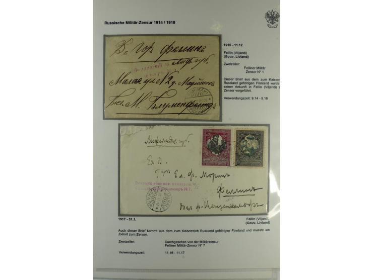 RUSSISCHE MILITÄR-ZENSUR 1914/18: Interessante Sammlung von 26 Briefen und Karten, dabei R-Briefe, viele verschiedene Zensure