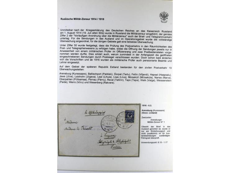 RUSSISCHE MILITÄR-ZENSUR 1914/18: Interessante Sammlung von 26 Briefen und Karten, dabei R-Briefe, viele verschiedene Zensure
