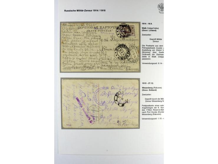 RUSSISCHE MILITÄR-ZENSUR 1914/18: Interessante Sammlung von 26 Briefen und Karten, dabei R-Briefe, viele verschiedene Zensure
