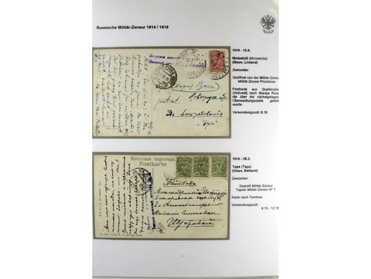 RUSSISCHE MILITÄR-ZENSUR 1914/18: Interessante Sammlung von 26 Briefen und Karten, dabei R-Briefe, viele verschiedene Zensure
