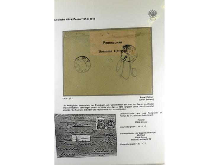 RUSSISCHE MILITÄR-ZENSUR 1914/18: Interessante Sammlung von 26 Briefen und Karten, dabei R-Briefe, viele verschiedene Zensure