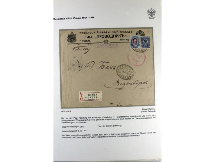 RUSSISCHE MILITÄR-ZENSUR 1914/18: Interessante Sammlung von 26 Briefen und Karten, dabei R-Briefe, viele verschiedene Zensure