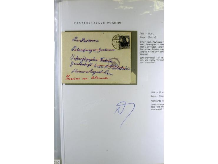 POSTGEBIET OBER OST: 1918, Sammlung von über 30 Briefen und Karten, dabei ein guter Teil Dorpat, einige R-Briefe, Zensurstemp