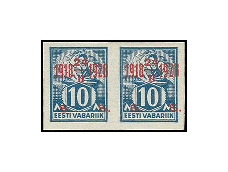 1928, 10 Jahre Unabhängigkeit 10 M. im waagerechten, breitrandig ungezähnten Paar, sauber ungebraucht in tadelloser Erhaltung