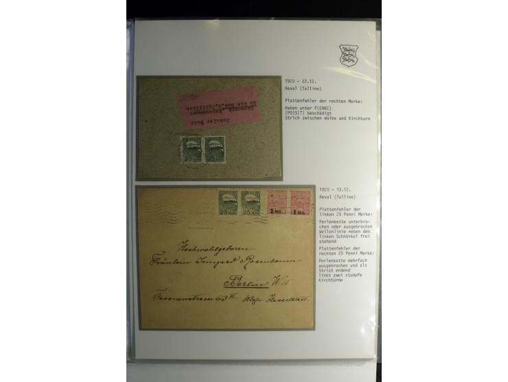 1918/40, sehr schöne vierbändige Sammlung mit Farben, Einheiten, Plattenfehler, Zwischenstegpaaren, Mi.-Nr. 10K, gute Flugpos