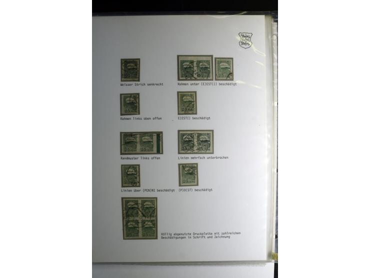 1918/40, sehr schöne vierbändige Sammlung mit Farben, Einheiten, Plattenfehler, Zwischenstegpaaren, Mi.-Nr. 10K, gute Flugpos