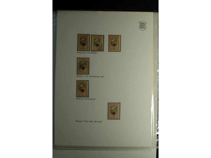 1918/40, sehr schöne vierbändige Sammlung mit Farben, Einheiten, Plattenfehler, Zwischenstegpaaren, Mi.-Nr. 10K, gute Flugpos
