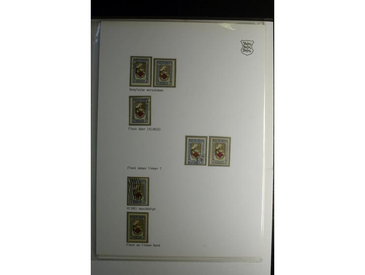 1918/40, sehr schöne vierbändige Sammlung mit Farben, Einheiten, Plattenfehler, Zwischenstegpaaren, Mi.-Nr. 10K, gute Flugpos
