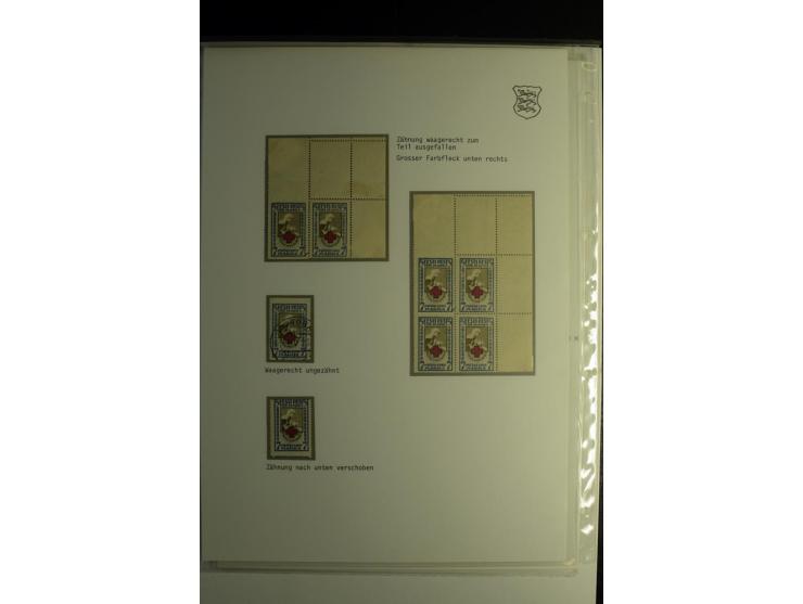 1918/40, sehr schöne vierbändige Sammlung mit Farben, Einheiten, Plattenfehler, Zwischenstegpaaren, Mi.-Nr. 10K, gute Flugpos