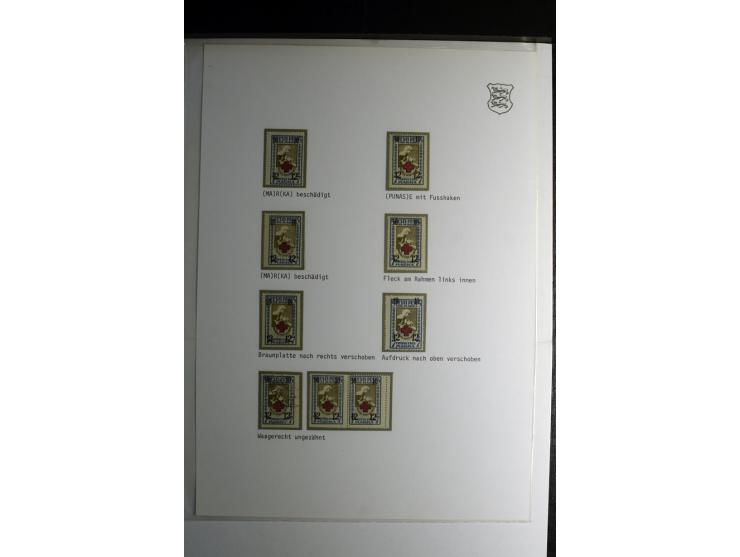 1918/40, sehr schöne vierbändige Sammlung mit Farben, Einheiten, Plattenfehler, Zwischenstegpaaren, Mi.-Nr. 10K, gute Flugpos