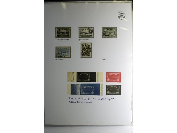 1918/40, sehr schöne vierbändige Sammlung mit Farben, Einheiten, Plattenfehler, Zwischenstegpaaren, Mi.-Nr. 10K, gute Flugpos