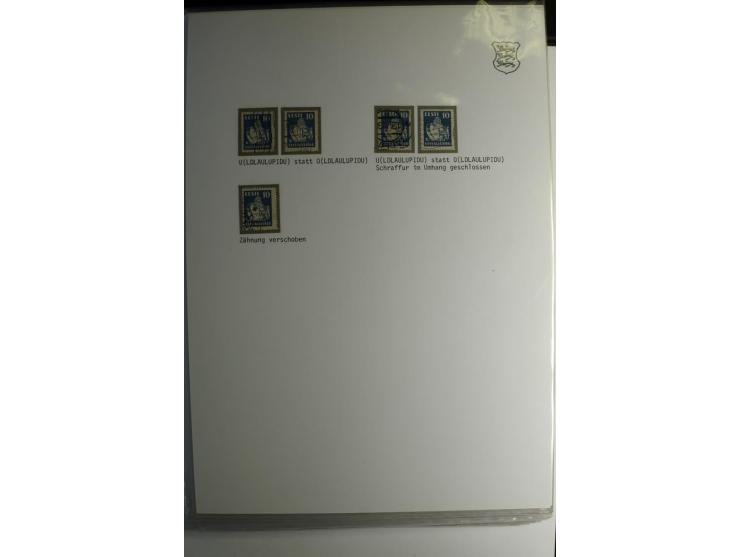 1918/40, sehr schöne vierbändige Sammlung mit Farben, Einheiten, Plattenfehler, Zwischenstegpaaren, Mi.-Nr. 10K, gute Flugpos