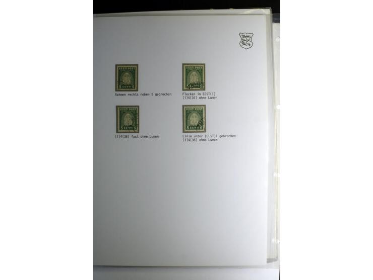 1918/40, sehr schöne vierbändige Sammlung mit Farben, Einheiten, Plattenfehler, Zwischenstegpaaren, Mi.-Nr. 10K, gute Flugpos