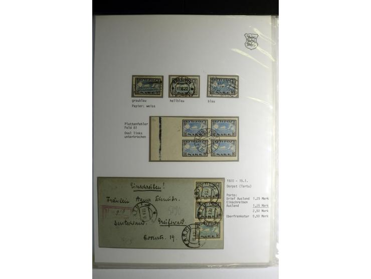 1918/40, sehr schöne vierbändige Sammlung mit Farben, Einheiten, Plattenfehler, Zwischenstegpaaren, Mi.-Nr. 10K, gute Flugpos