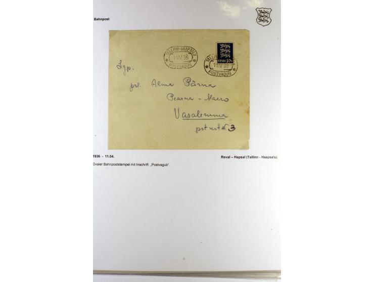 BAHNPOST: 1920/40, 35 Briefe und Karten mit verschiedenen Streckenstempeln, dabei auch "PERNAU-LELLE" als runder Normstempel 