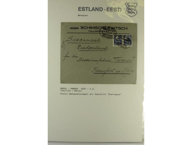 BAHNPOST: 1920/40, 35 Briefe und Karten mit verschiedenen Streckenstempeln, dabei auch "PERNAU-LELLE" als runder Normstempel 