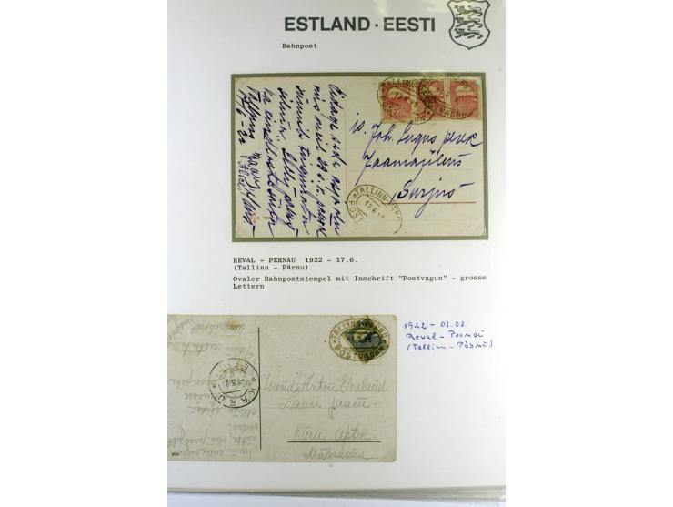 BAHNPOST: 1920/40, 35 Briefe und Karten mit verschiedenen Streckenstempeln, dabei auch "PERNAU-LELLE" als runder Normstempel 