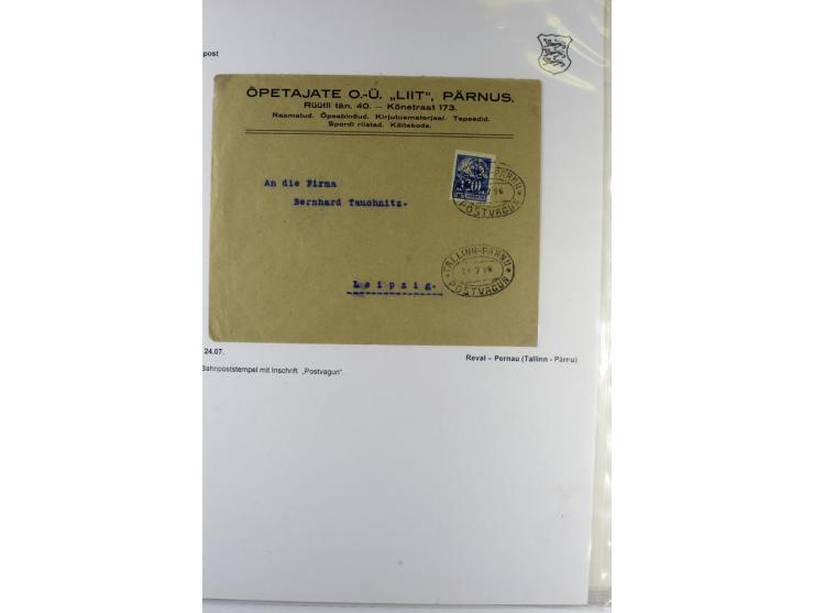 BAHNPOST: 1920/40, 35 Briefe und Karten mit verschiedenen Streckenstempeln, dabei auch "PERNAU-LELLE" als runder Normstempel 