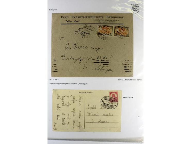 BAHNPOST: 1920/40, 35 Briefe und Karten mit verschiedenen Streckenstempeln, dabei auch "PERNAU-LELLE" als runder Normstempel 