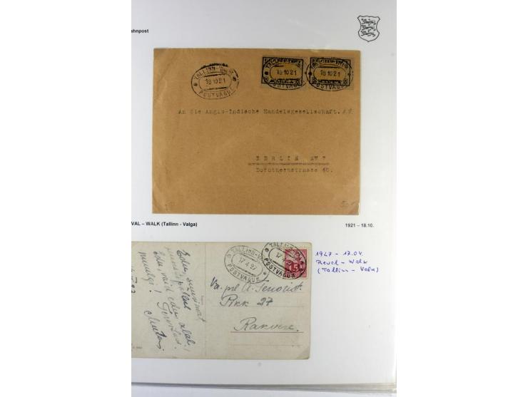 BAHNPOST: 1920/40, 35 Briefe und Karten mit verschiedenen Streckenstempeln, dabei auch "PERNAU-LELLE" als runder Normstempel 
