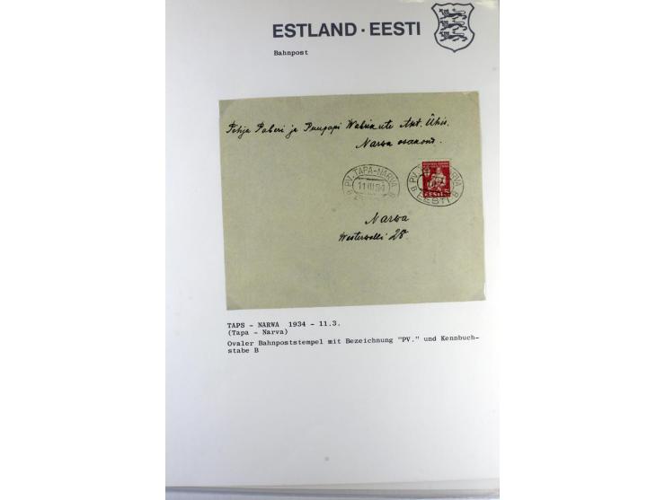 BAHNPOST: 1920/40, 35 Briefe und Karten mit verschiedenen Streckenstempeln, dabei auch "PERNAU-LELLE" als runder Normstempel 