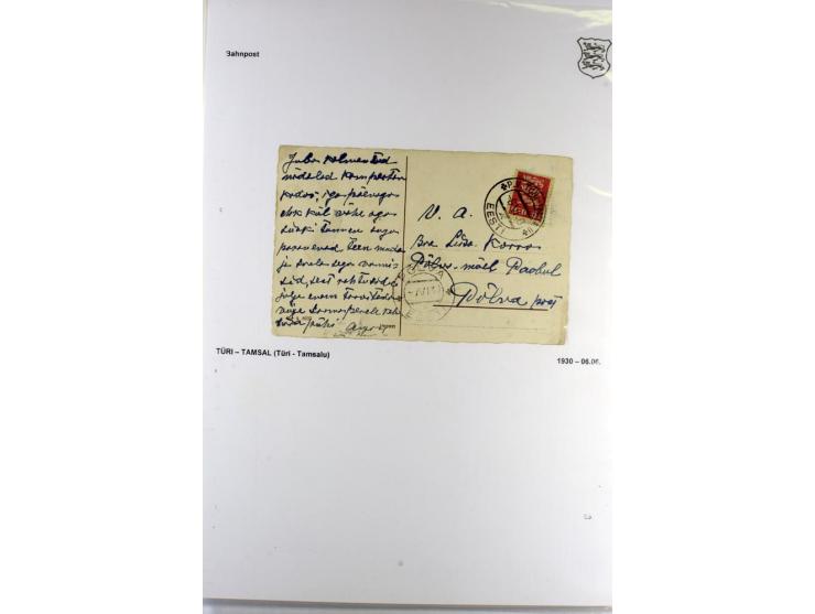 BAHNPOST: 1920/40, 35 Briefe und Karten mit verschiedenen Streckenstempeln, dabei auch "PERNAU-LELLE" als runder Normstempel 