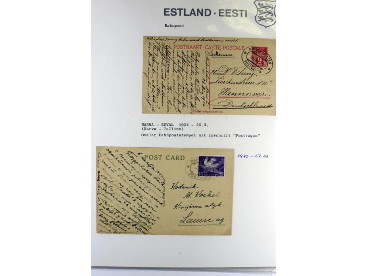 BAHNPOST: 1920/40, 35 Briefe und Karten mit verschiedenen Streckenstempeln, dabei auch "PERNAU-LELLE" als runder Normstempel 
